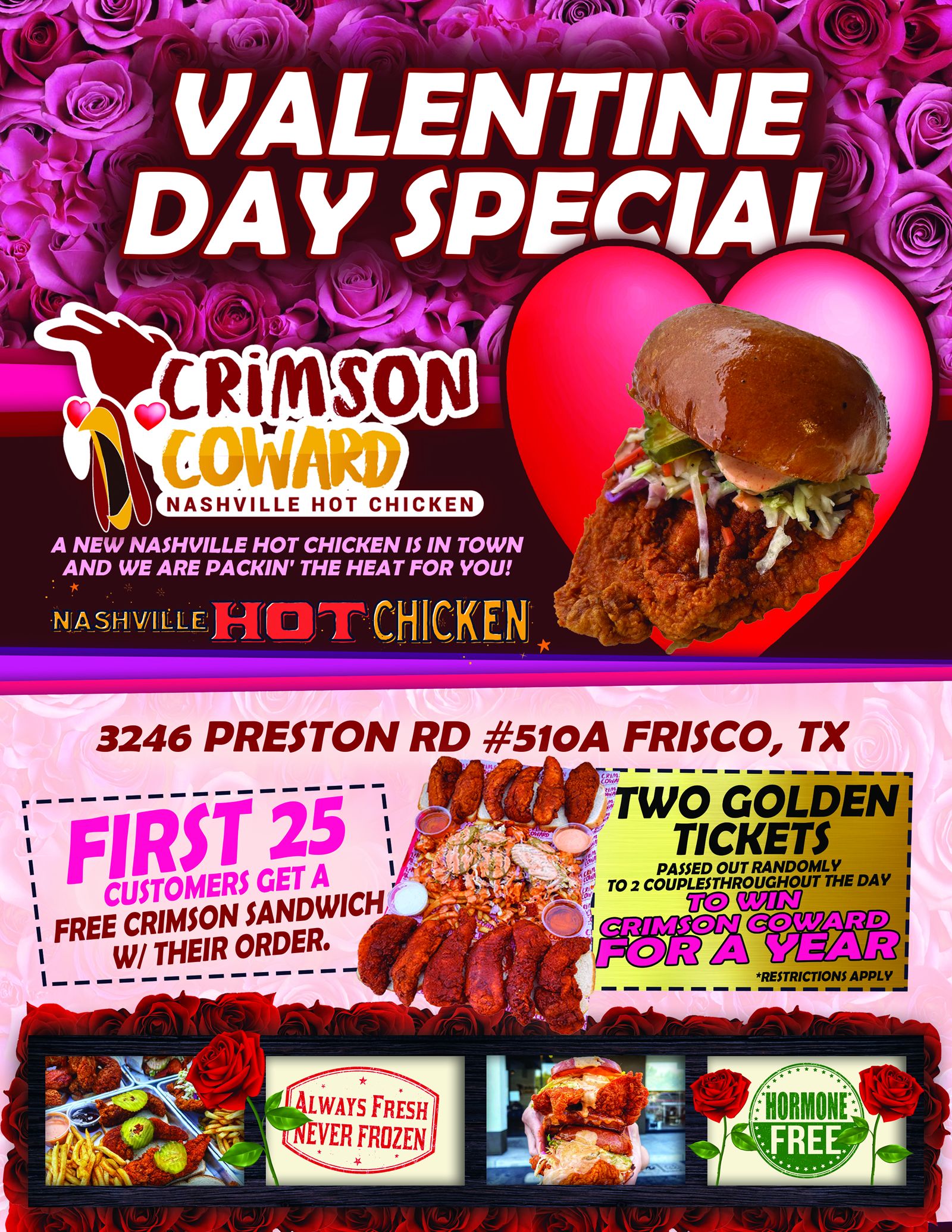 New Frisco Nashville Hot Chicken Restaurant Announces Valentine's Day Promotion
