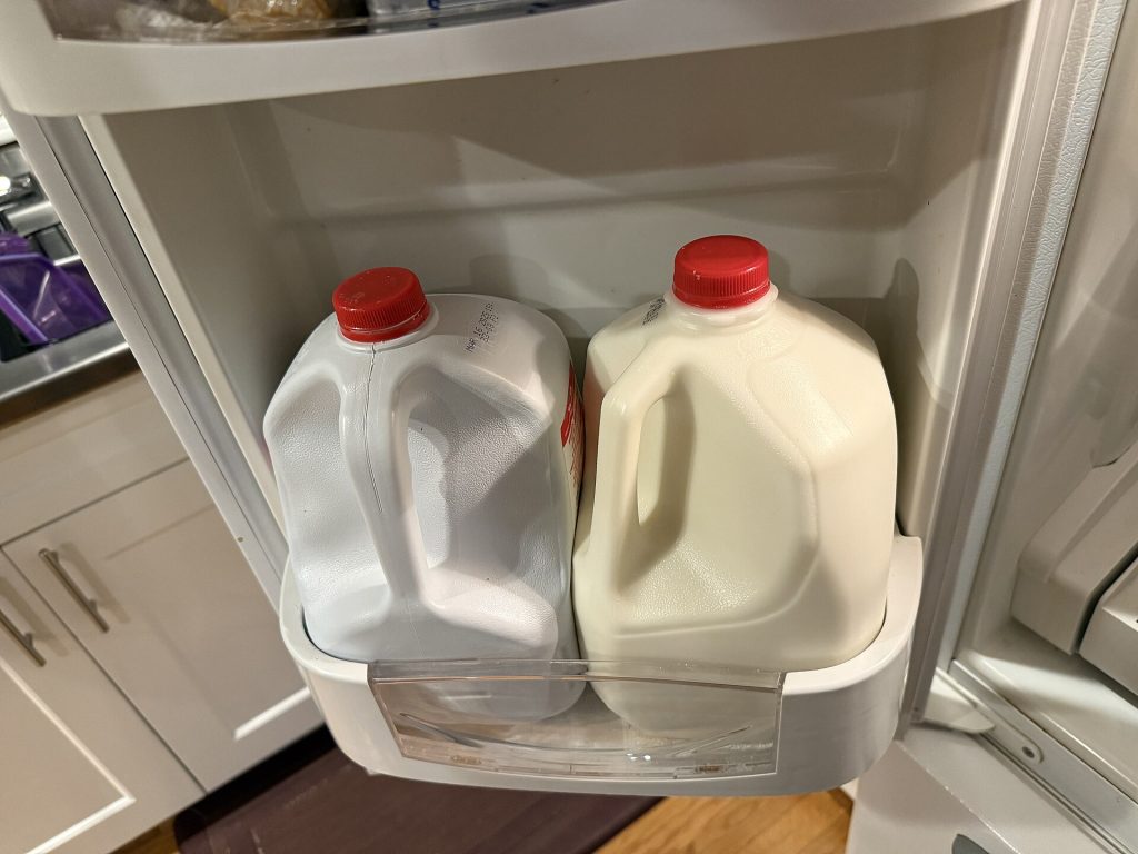 Refrigerated storage with milk