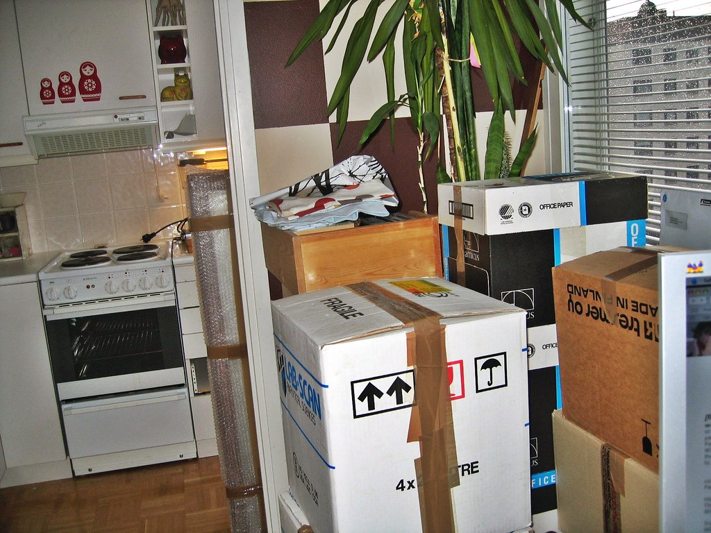 Moving boxes and furniture