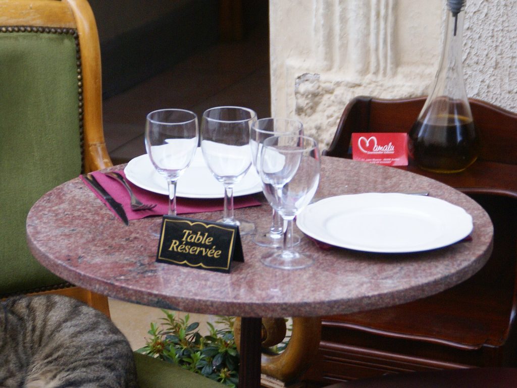 Reserved table in a restaurant