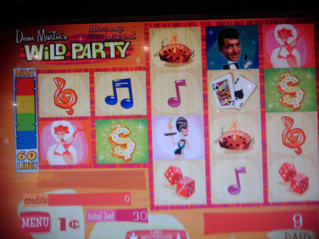 Closeup of Dean Martin's Wild Party slot machine