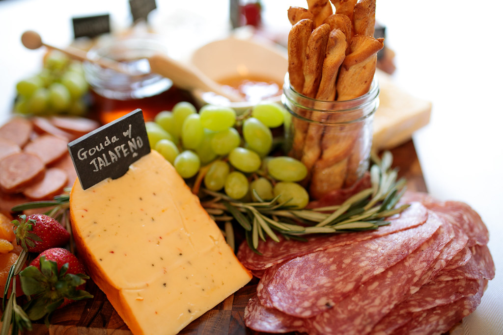 Cured meats arranged on a platter